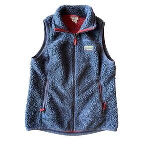 L.L. Bean Gray Sherpa Fleece XS Women’s Vest Orange Accents